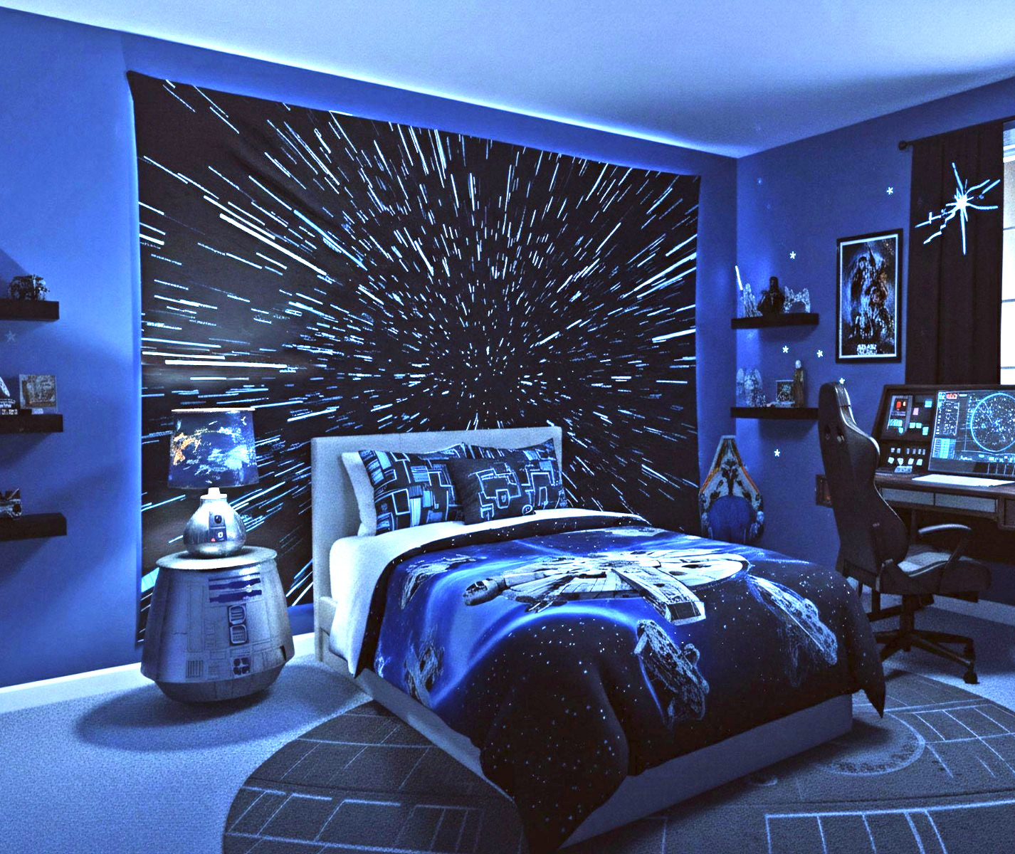 Hyperspace Stars Photo Backdrop | Galactic Space Warp Tapestry for Gaming Room
