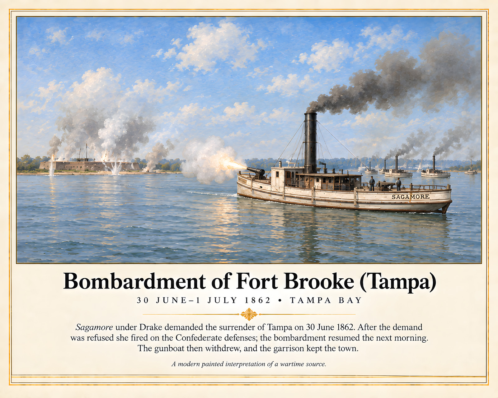 Bombardment of Fort Brooke Tampa Classic Civil War Art/367191792