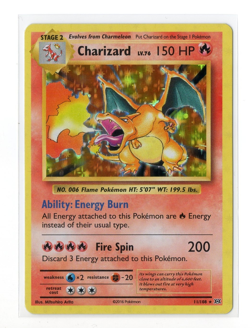 Pokemon TCG Charizard 11/108 XY Evolutions Holo Rare 2016 150HP NM