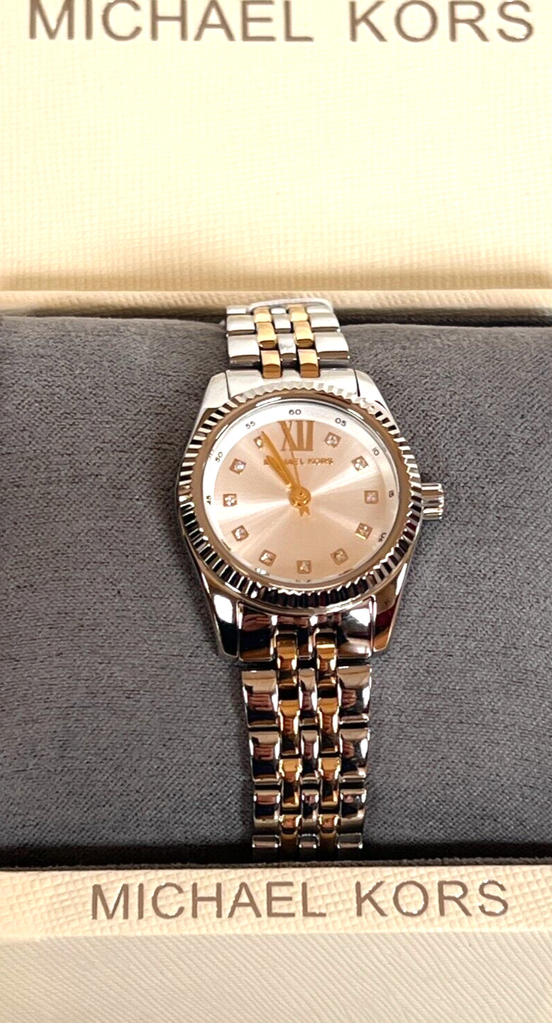 MICHAEL KORS MK4740 Petite Lexington Two-Tone Women\'s Watch BNWT Gift Box $225