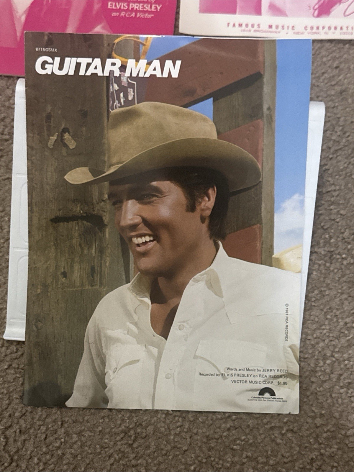 Vintage Elvis Presley Sheet Music Guitar Man 1981 RCA cover Jerry Reed