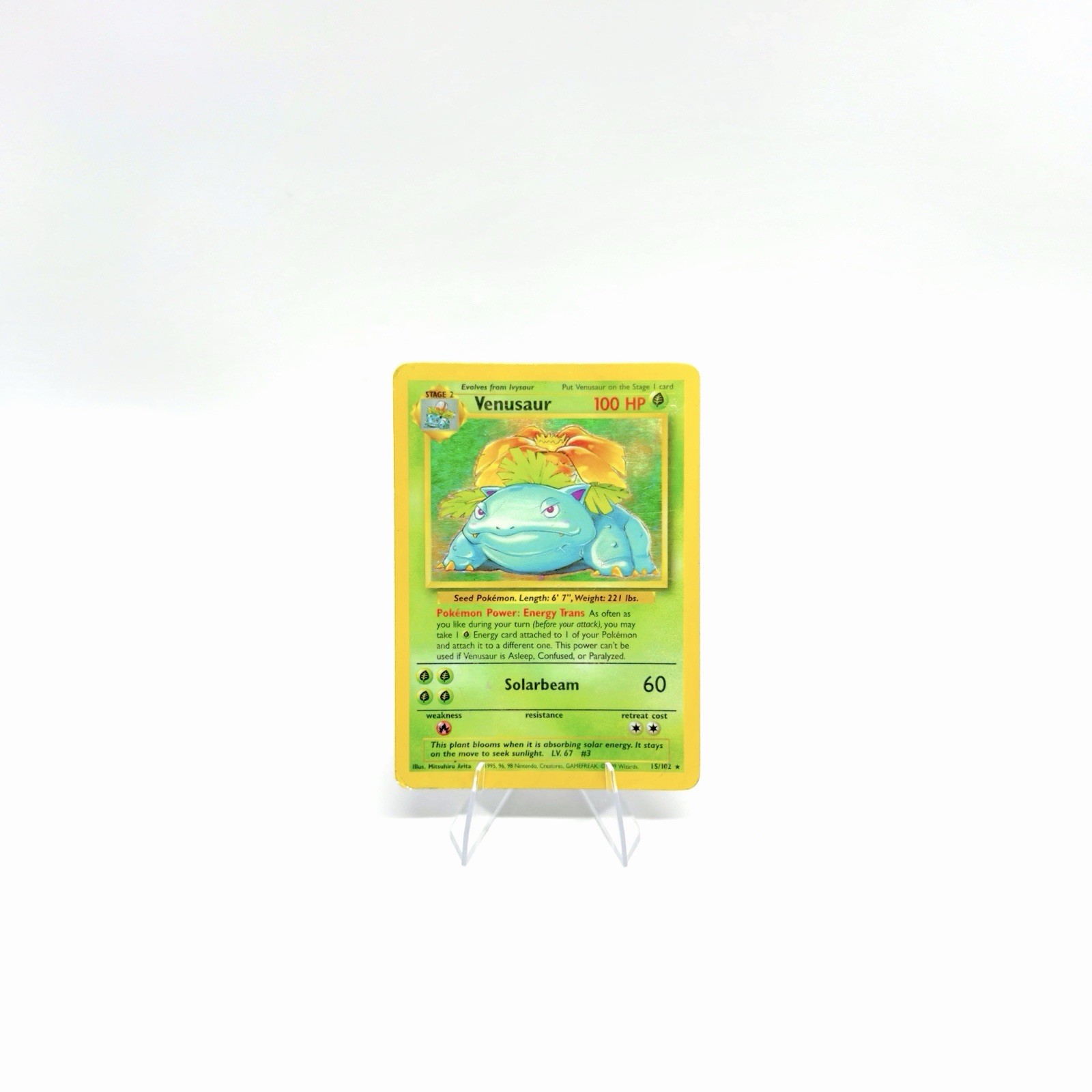 Pokémon Venusaur 15/102 Base Set Unlimited Holo Rare WOTC Vintage MP Pokémon Venusaur 15/102 Base Set Unlimited Holo Rare WOTC Vintage MP