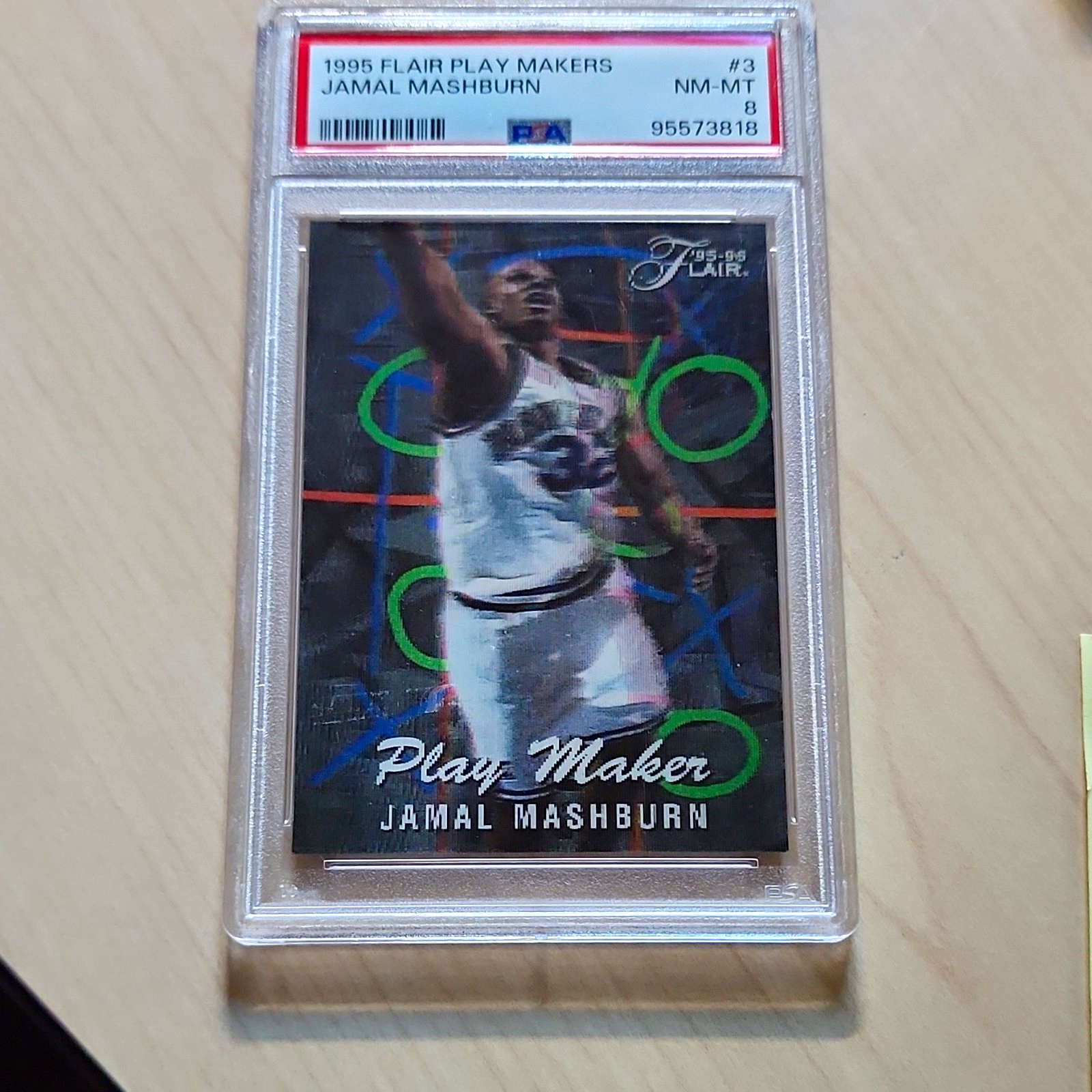 Fleer/SkyBox 1995-96 Flair Play Makers #3 Jamal Mashburn Mavericks PSA 8