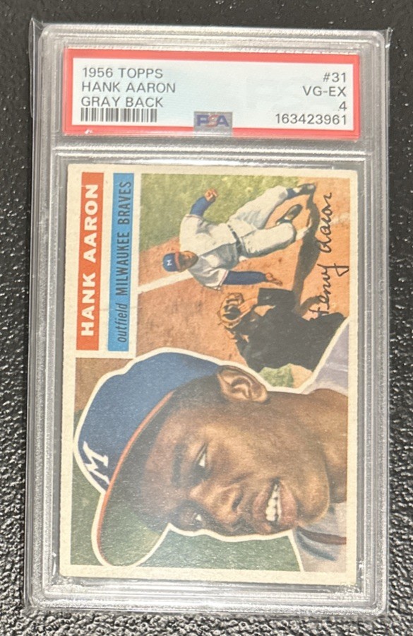 1956 Topps - Hank Aaron #31 Gray Back PSA 4 - Great Centering 1956 Topps - Hank Aaron #31 Gray Back PSA 4 - Great Centering