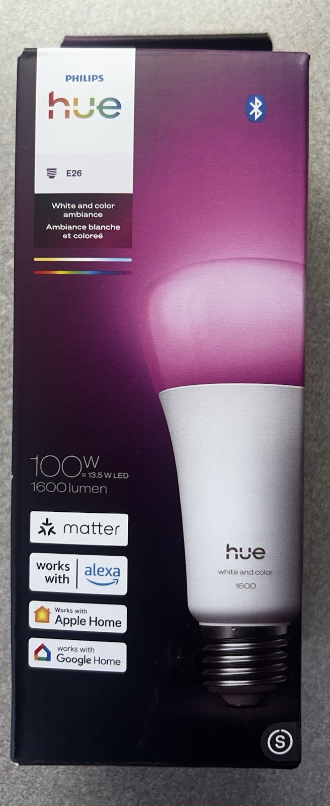 Philips Hue White & Color Ambiance A21 E26 1600 Lumens Bulb  (Matter Cert) NEW