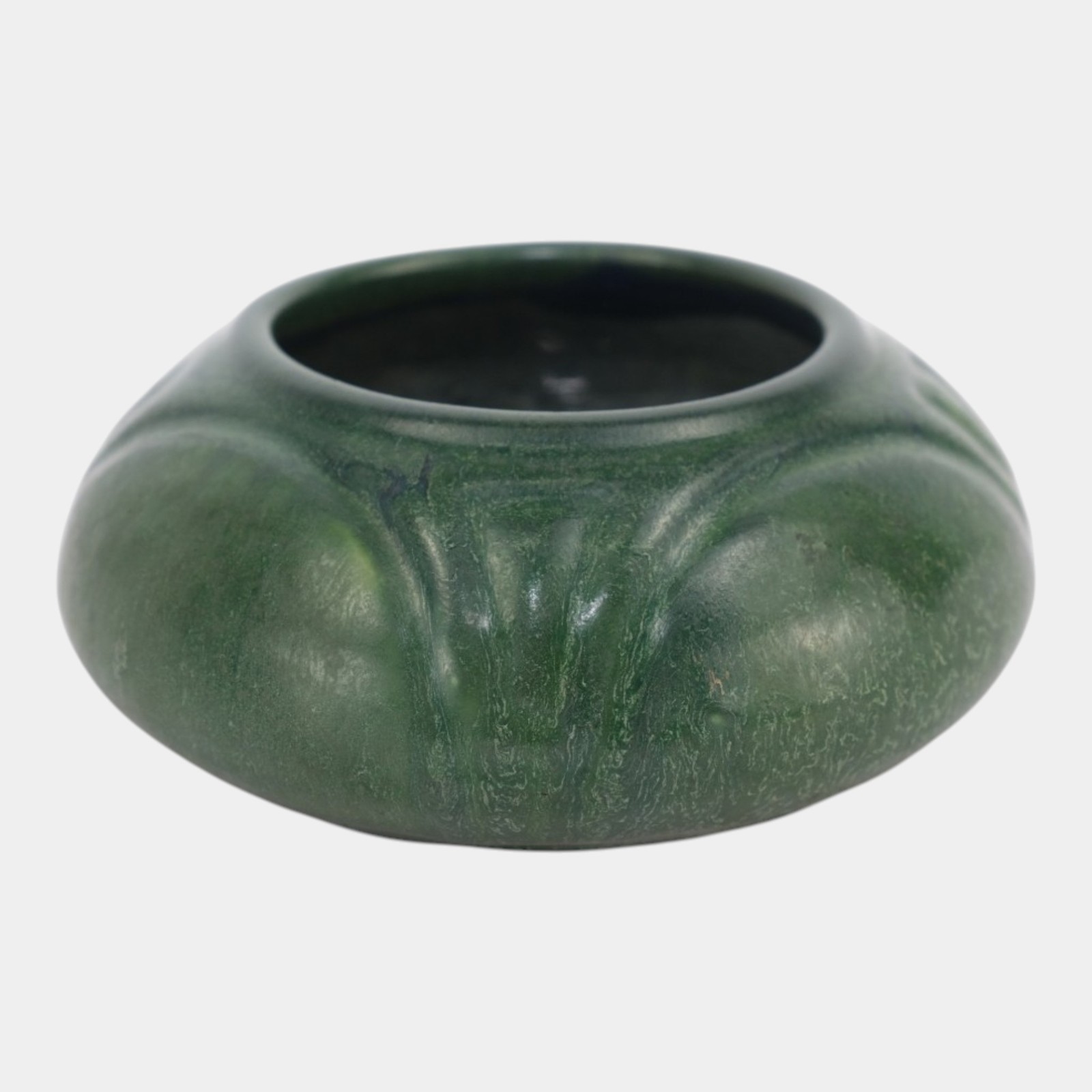 Hampshire Early 1900s Vintage Arts And Crafts Pottery Matte Green Ceramic Bowl