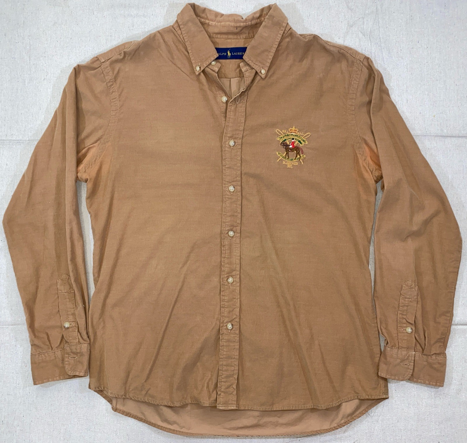 Vintage Polo Ralph Lauren Bleeker Equestrian Hunt Club Brown Corduroy Shirt XL