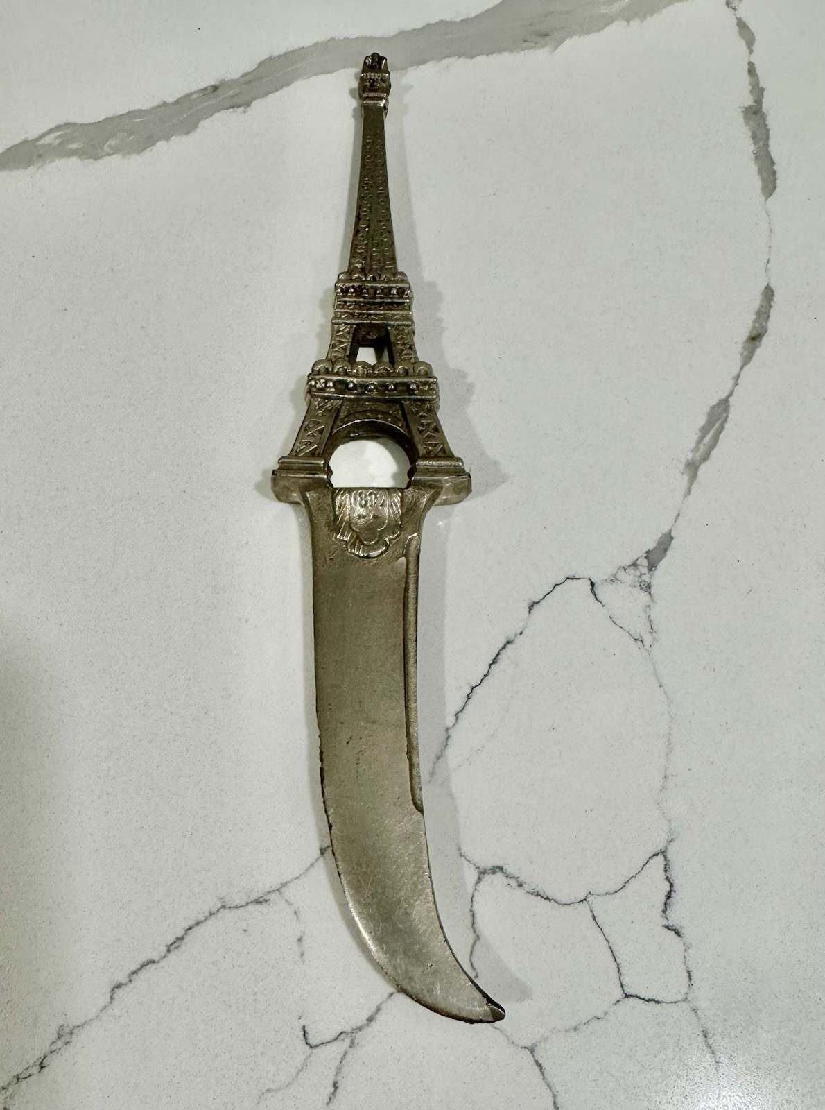 Museum Rare Antique 1889 Paris World Fair Eiffel Tower Letter Opener Lion Stamp