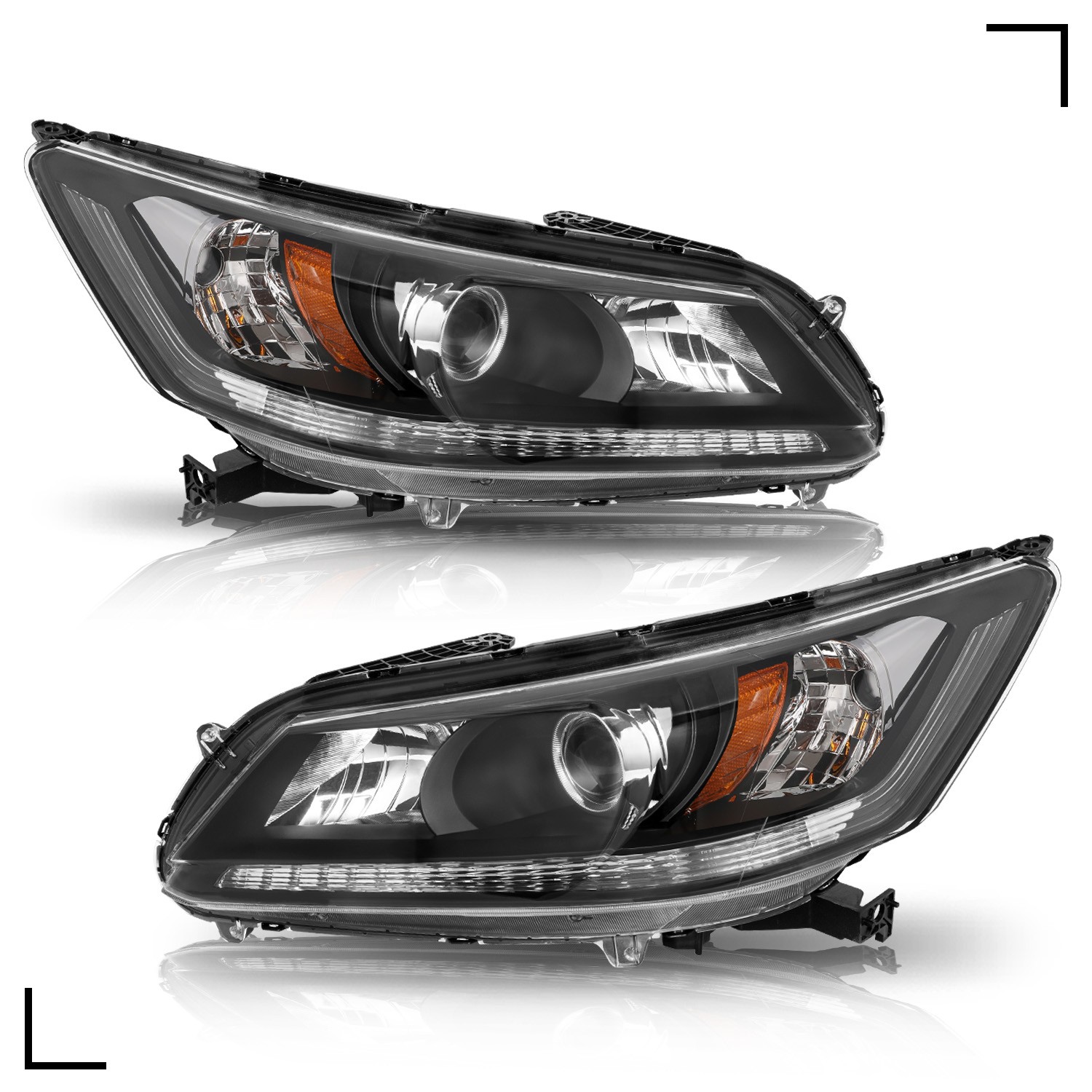 For 2013-2015 Honda Accord Sedan w/o DRL Projector Halogen Headlights Assembly