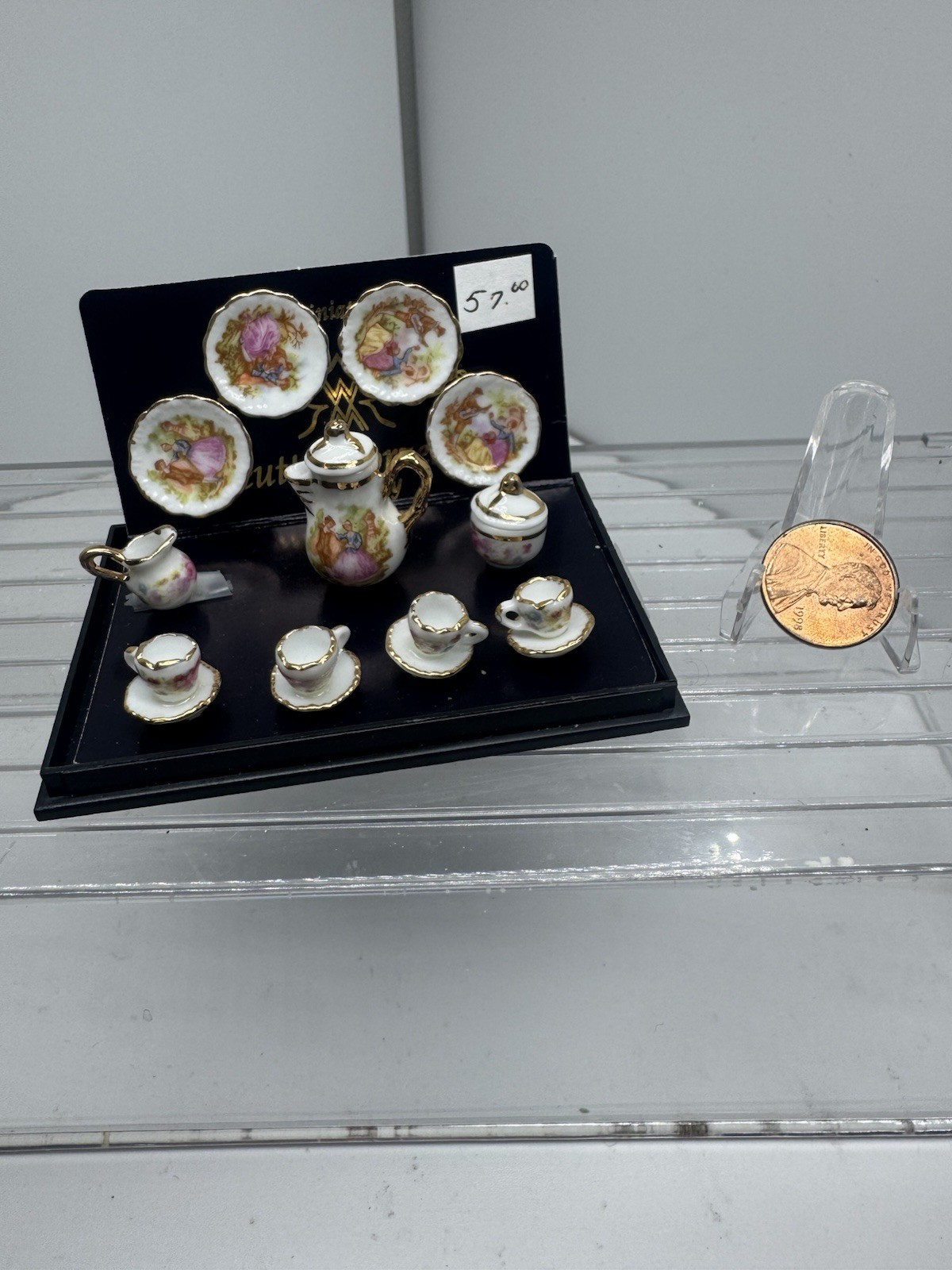 Vintage Reutter Made IN Germany Dollhouse Miniatures Tea Set 1:12 (11 pc) Vintage Reutter Made IN Germany Dollhouse Miniatures Tea Set 1:12 (11 pc)