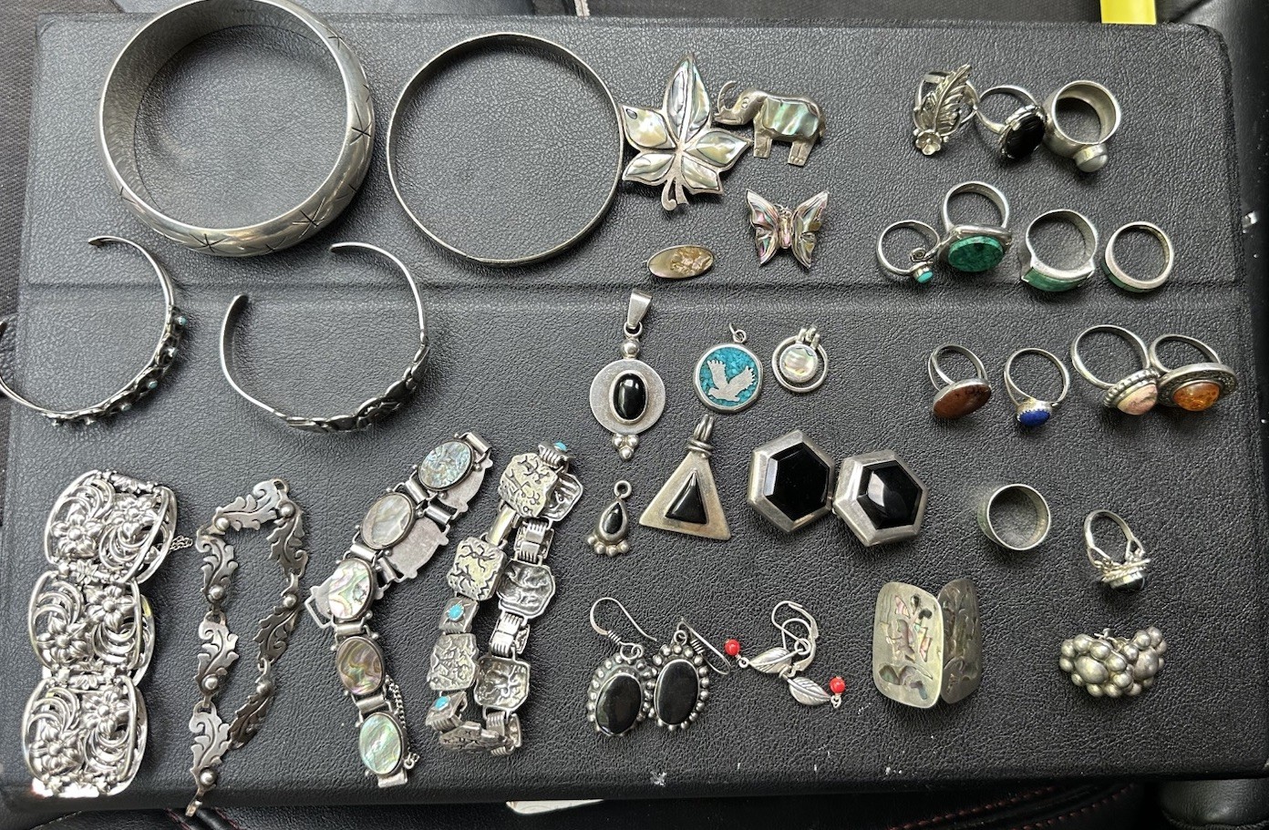 Huge Vintage Sterling Silver 925 Mexico, Navaho,Western Lot Scrap Jewelry 339.9g