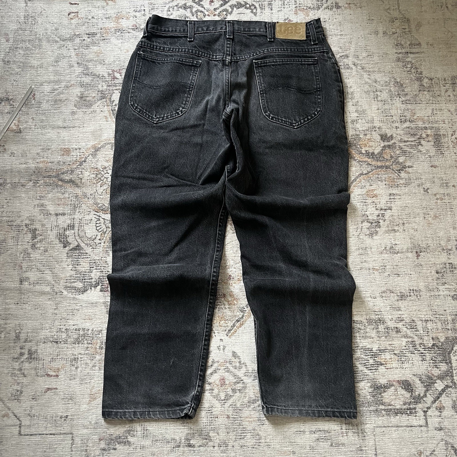 Vintage Lee Made in USA Black Faded Denim Jeans Straight Leg 90s