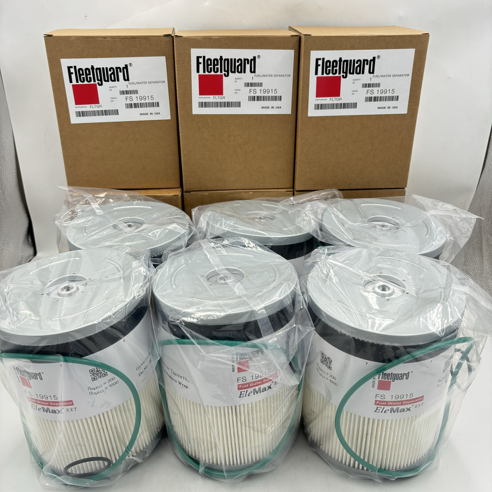 6PCS Fleetguard FS19915 L9915F Fuel Filter Cummins with Water Separator Elemax