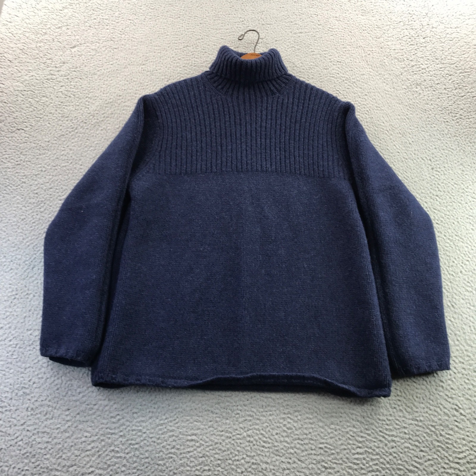 Vintage GAP Sweater Mens Extra Large Navy Blue Lambswool Fisherman Heavy Chunky
