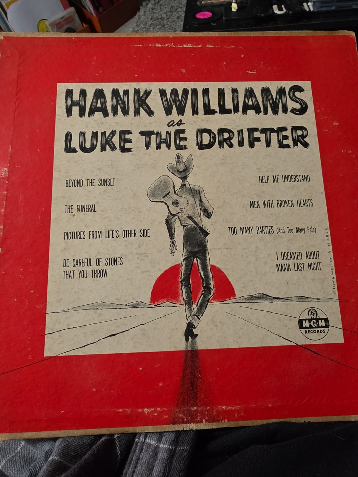 HANK WILLIAMS as LUKE THE DRIFTER (G+) Original 1955 MICROGROOVE LP MGM E3267