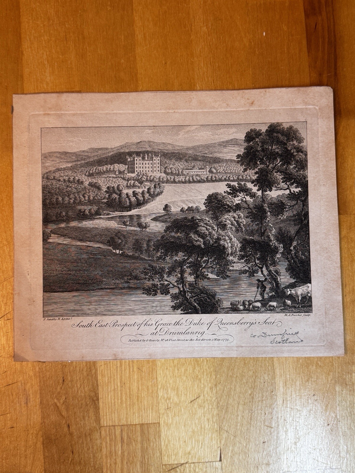 1775 Antique Engraving Drumlanrig Castle Scotland Duke of Queensberry Sandby 1775 Antique Engraving Drumlanrig Castle Scotland Duke of Queensberry Sandby