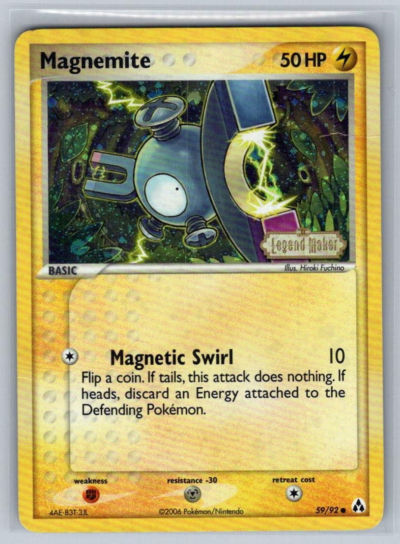 MAGNEMITE 59/92 C LEGEND MAKER POKEMON REVERSE HOLO DAMAGED MAGNEMITE