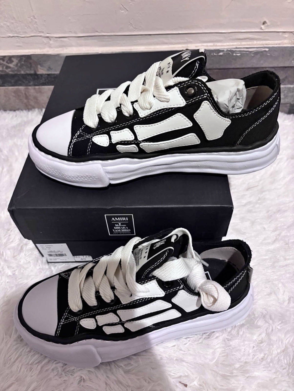 AMIRI MMY Bones × Maison MIHARA YASUHIRO Black Sneakers All Sizes Limited W Box