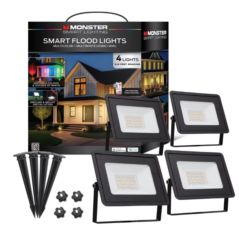 Focos LED Inteligentes Exterior Multiwhite WiFi, Control por Voz, Pack de 4