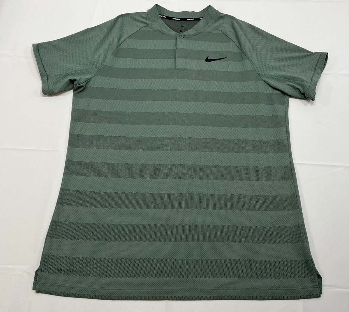 Nike Shirt Mens Large Green Zonal Cooling Blade Collar Golf Polo Stripe Mesh Nike Shirt Mens Large Green Zonal Cooling Blade Collar Golf Polo Stripe Mesh