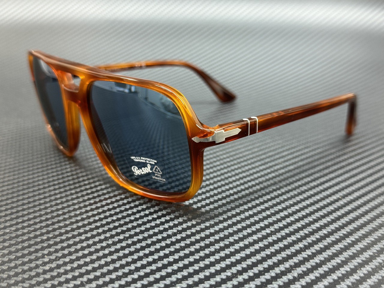 PERSOL PO3328S 96 56 Terra di Siena Brown Blue Men\'s 58 mm Sunglasses