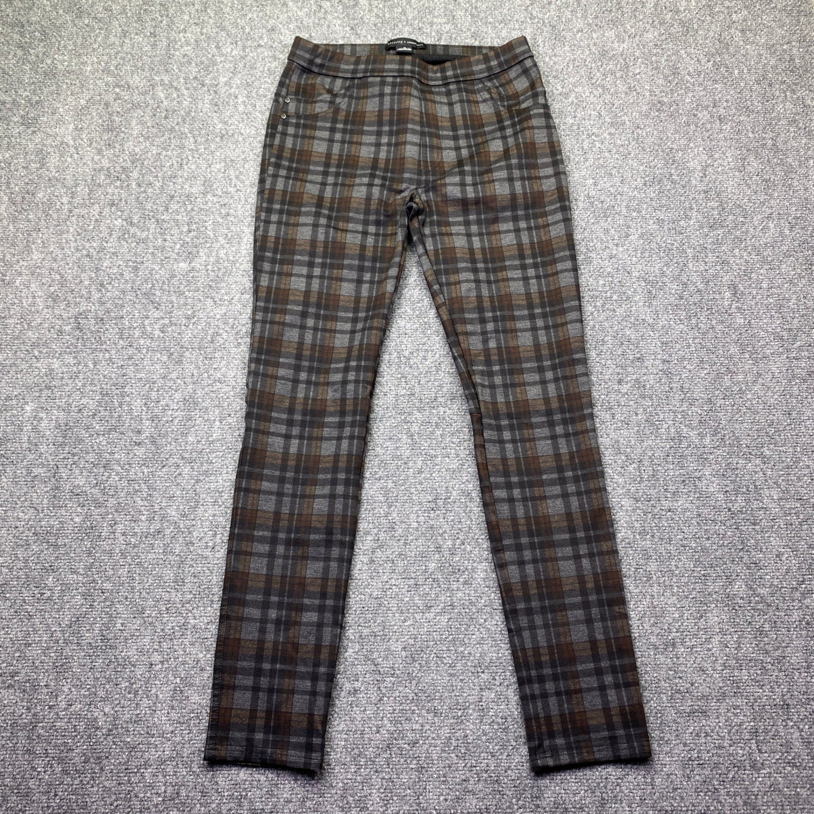 Sanctuary x Anthropologie Carnaby Brown Grey Plaid Skinny Pull On Leggings  M