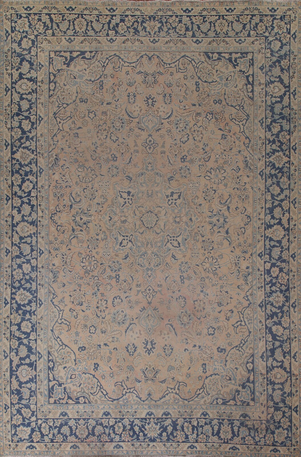 Muted Semi Antique Najafabad Traditional Floral Hand-knotted Wool Area Rug 10x13