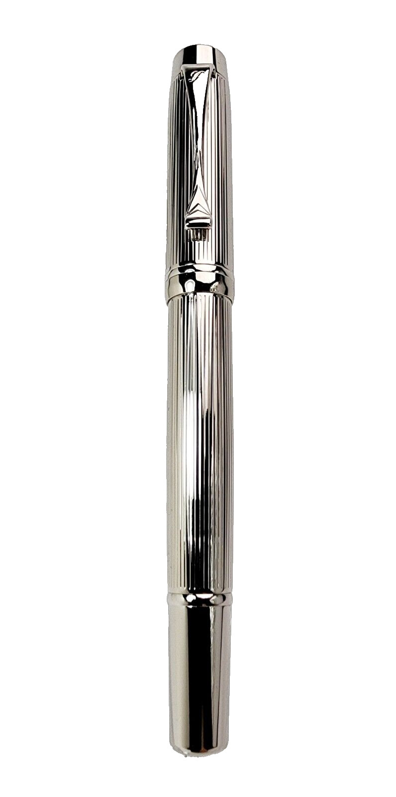 Laban Platinum Plated Lined Pattern Signet Rollerball Pen & Leather Pouch