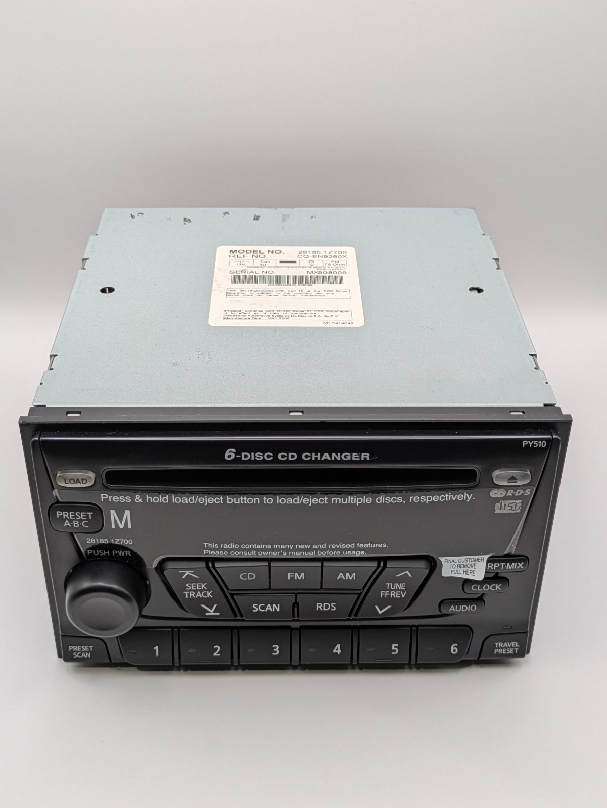 NISSAN RockfordFosgate OEM RDS Radio 6 CD DISC CHANGER PY510 NISSAN RockfordFosgate OEM RDS Radio 6 CD DISC CHANGER PY510