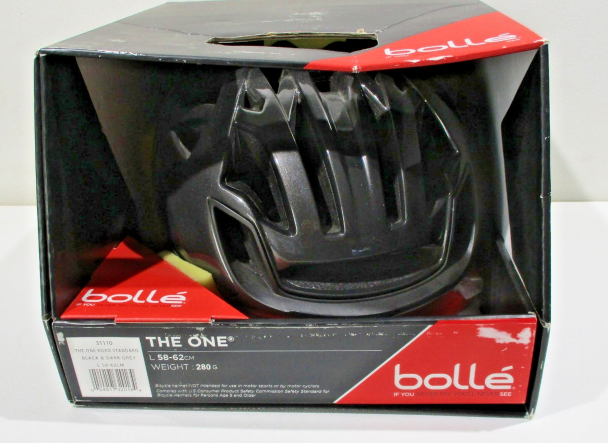 NIB Bolle The One Road Standard Black/Grey w/Flasher Bike Helmet Size L 58-62CM
