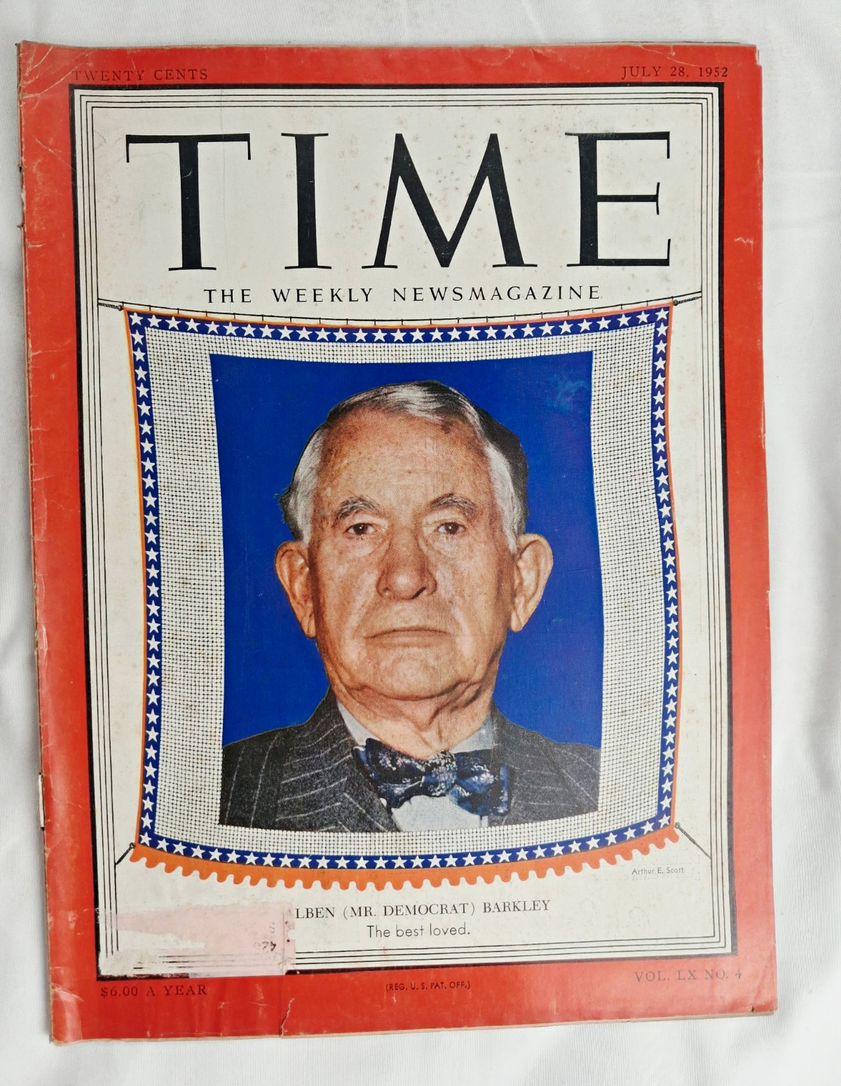 Vtg Time Magazine July 28 1952 Vol. LX No. 4 Alben Barkley
