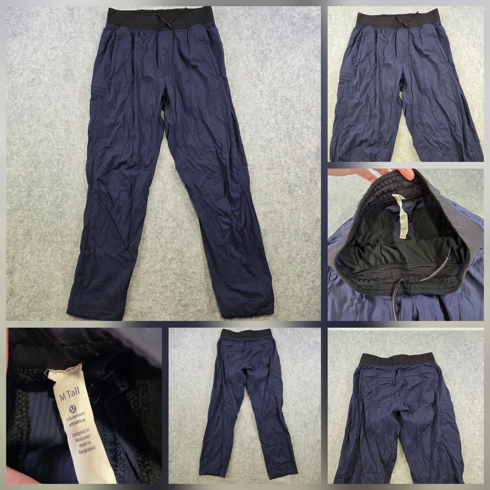 Lululemon Track Pants Mens M Tall MT Blue Woven Elastic Waist Athletic Pockets