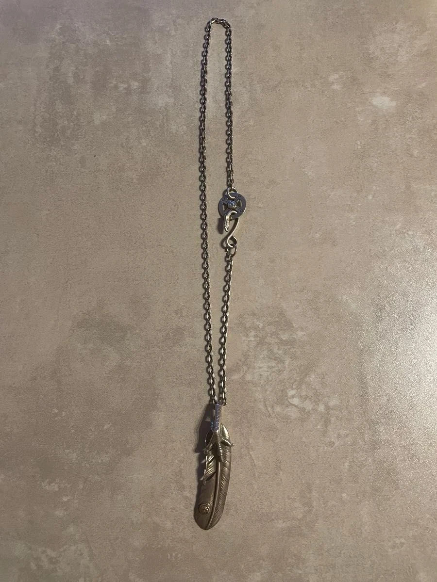 GORO\'S Large Feather Necklace Silver Eagle Hook Wheel Set Pre-owned (JP)