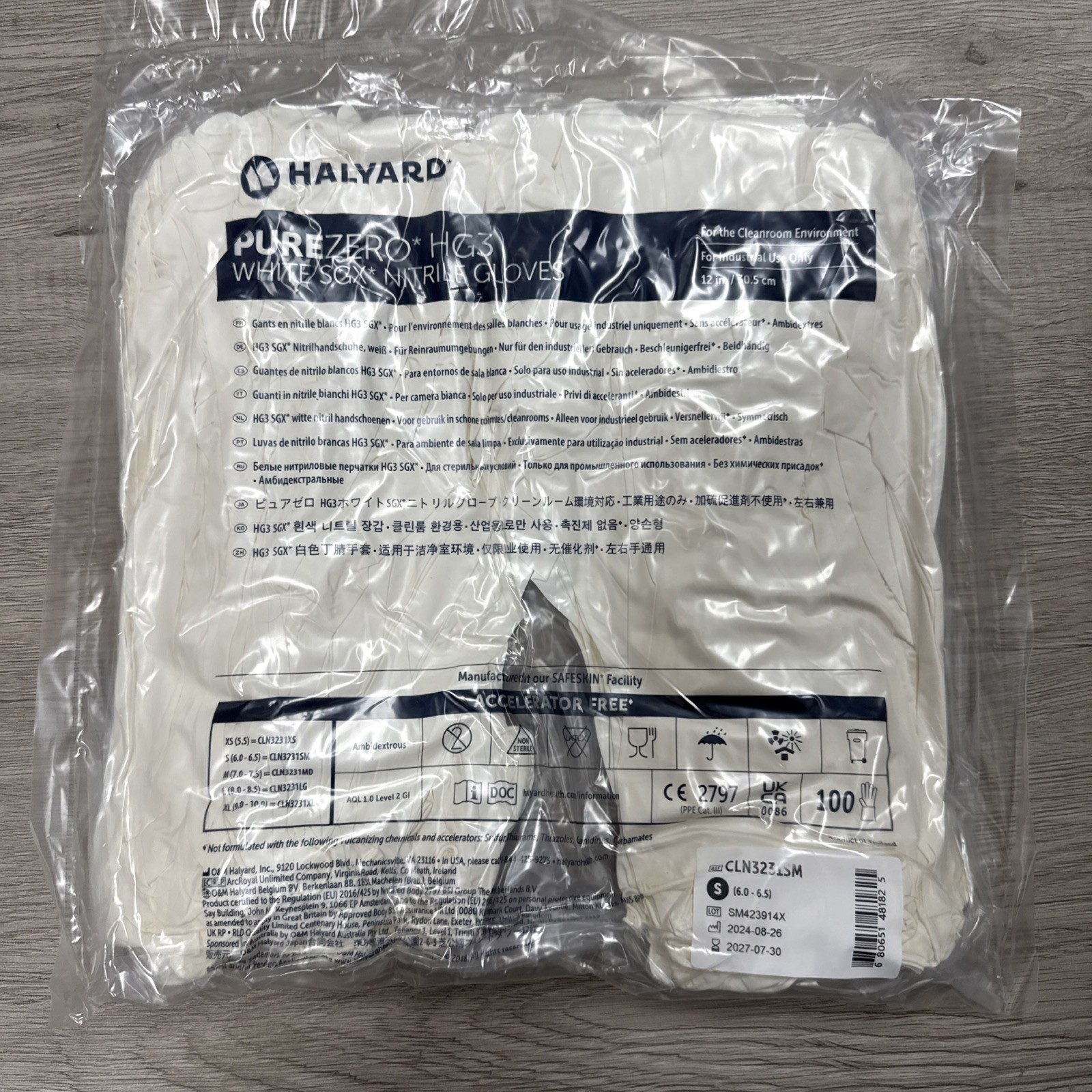 1000 pcs Halyard Purezero Smooth HG3 White Nitrile Gloves Small CLN3231SM New