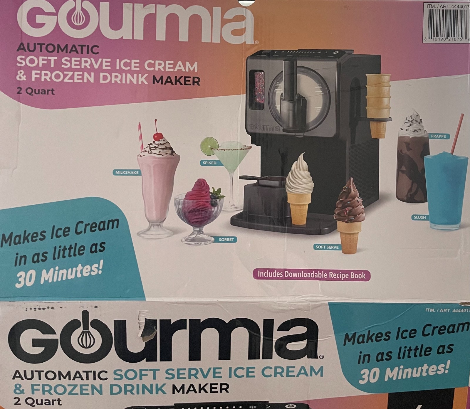 Gourmia GS11060BK Automatic Soft Serve Ice Cream Frozen Drink Maker 2 Qt