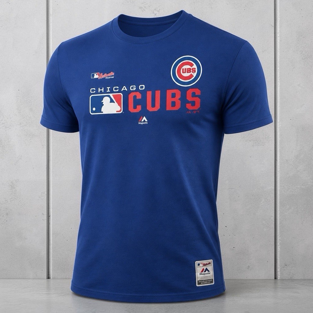 Majestic Chicago Cubs Baseball MLB Officially Licensed Blue Team Shirt size XL
