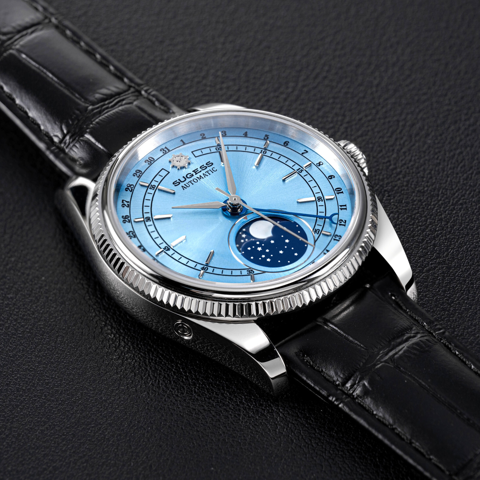Sugess MoonPhase Master High Beat Mechanical Mens Watch Seagull 1963 S452.SE.K