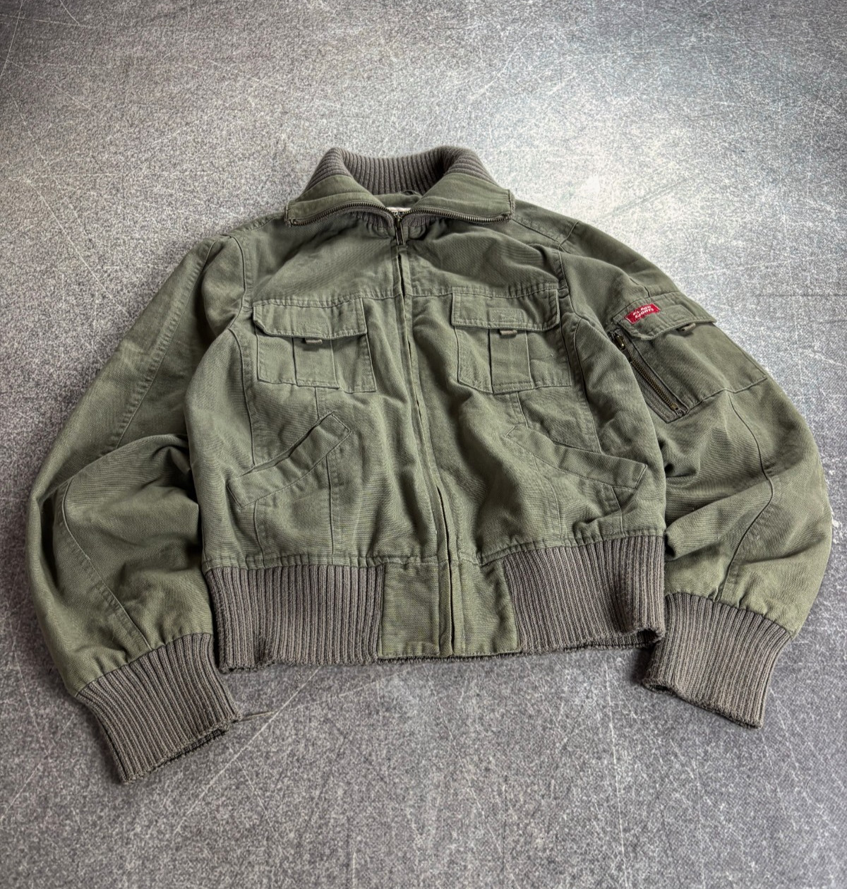 Vintage Y2K Military Army Cargo Japanese Jacket Multi Pocket Ribbed Grunge 2000s