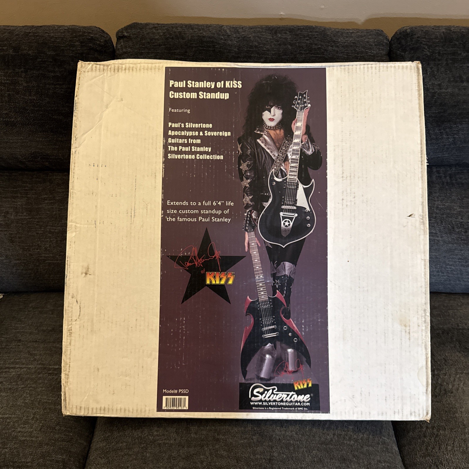 KISS Standup Display PAUL STANLEY Silvertone Guitar 6FT Vintage Kiss Not Opened KISS Standup Display PAUL STANLEY Silvertone Guitar 6FT Vintage Kiss Not Opened