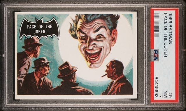 1966 TOPPS BATMAN FACE OF THE JOKER #9 PSA 7