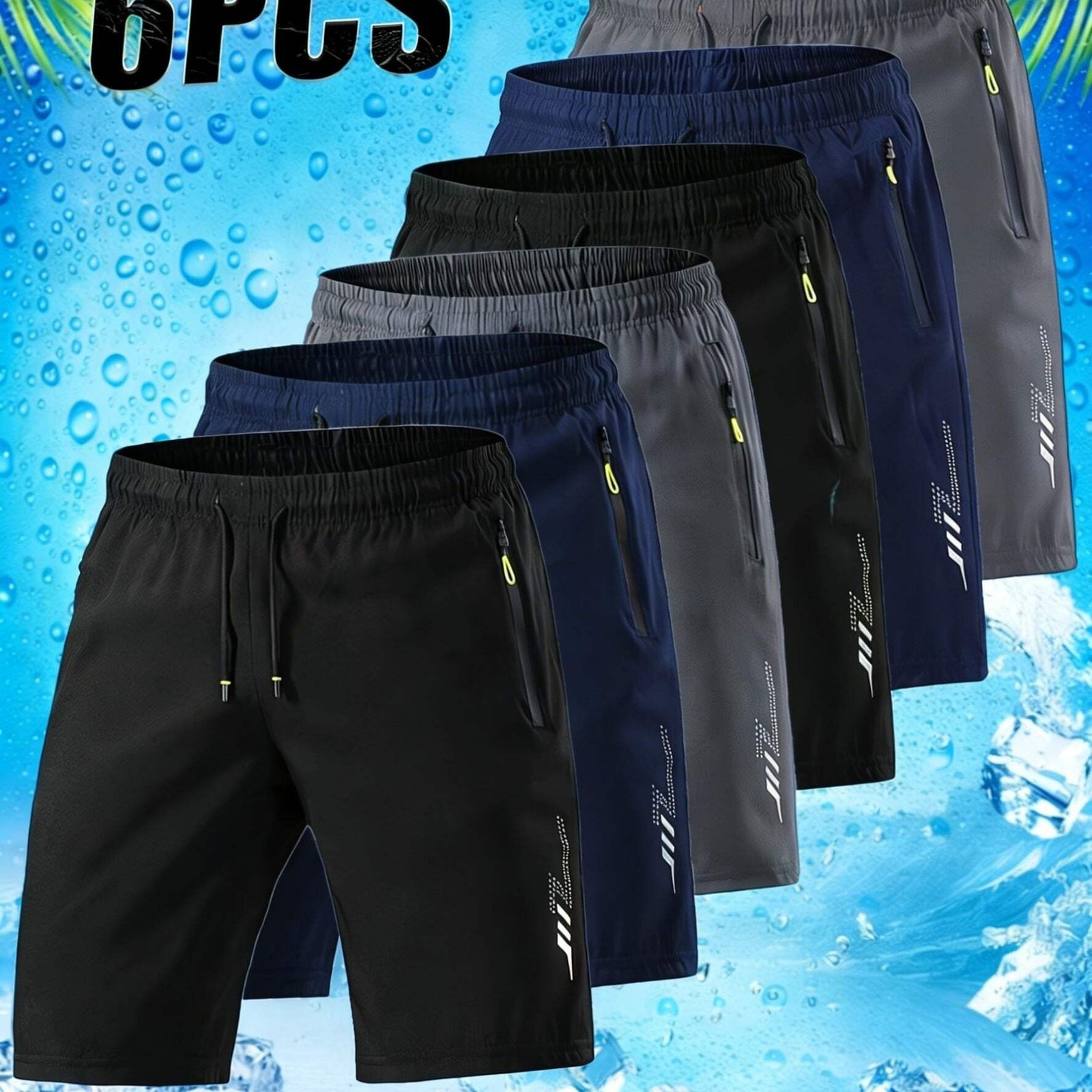 Men\'s Lightweight Summer Athletic Shorts - 6 Pairs of Breathable, Quick-Drying &