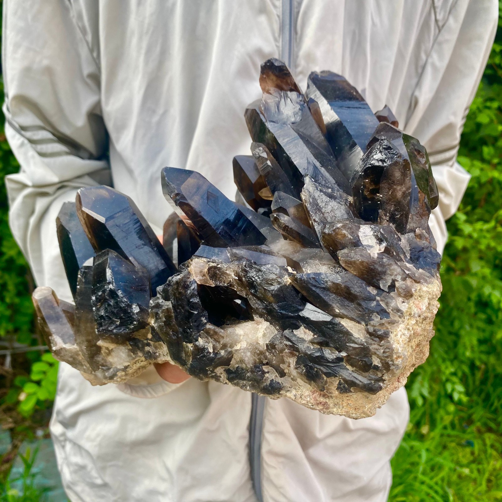 7.93LB Natural Black Smoke Color Quartz Cluster Crystal Specimens Mineral Healin