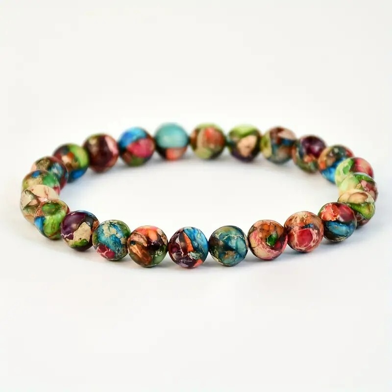 Galaxy Sea Sediment Imperial Jasper 10mm Beaded Healing  Gemstone Bracelet Gift