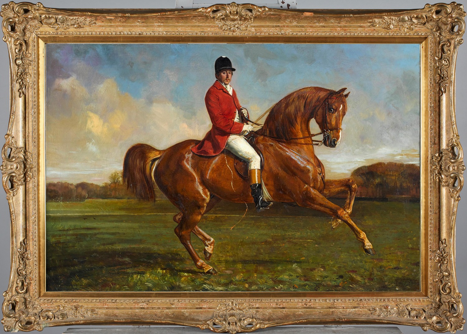 Hand Painted Classical Oil Painting Gentleman on Horse Vintage style Unframed
