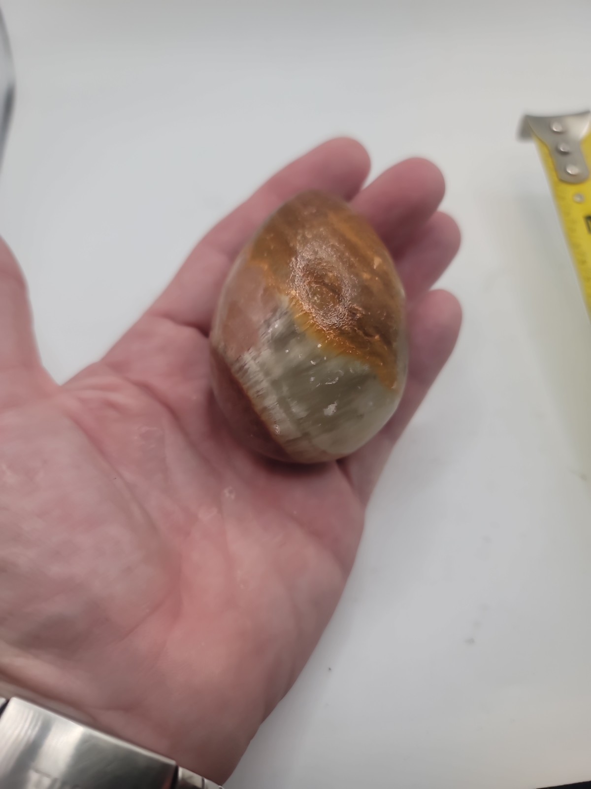VTG HEAVY Tan POLISHED STONE EGG / Beautiful