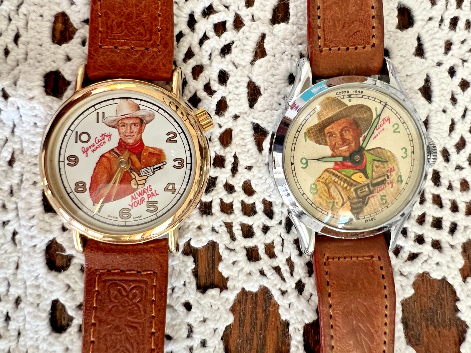 EXTREMELY RARE 1948 & 1992 GENE AUTRY “SIX-SHOOTER” WATCHES EXCELLENT CONDITION