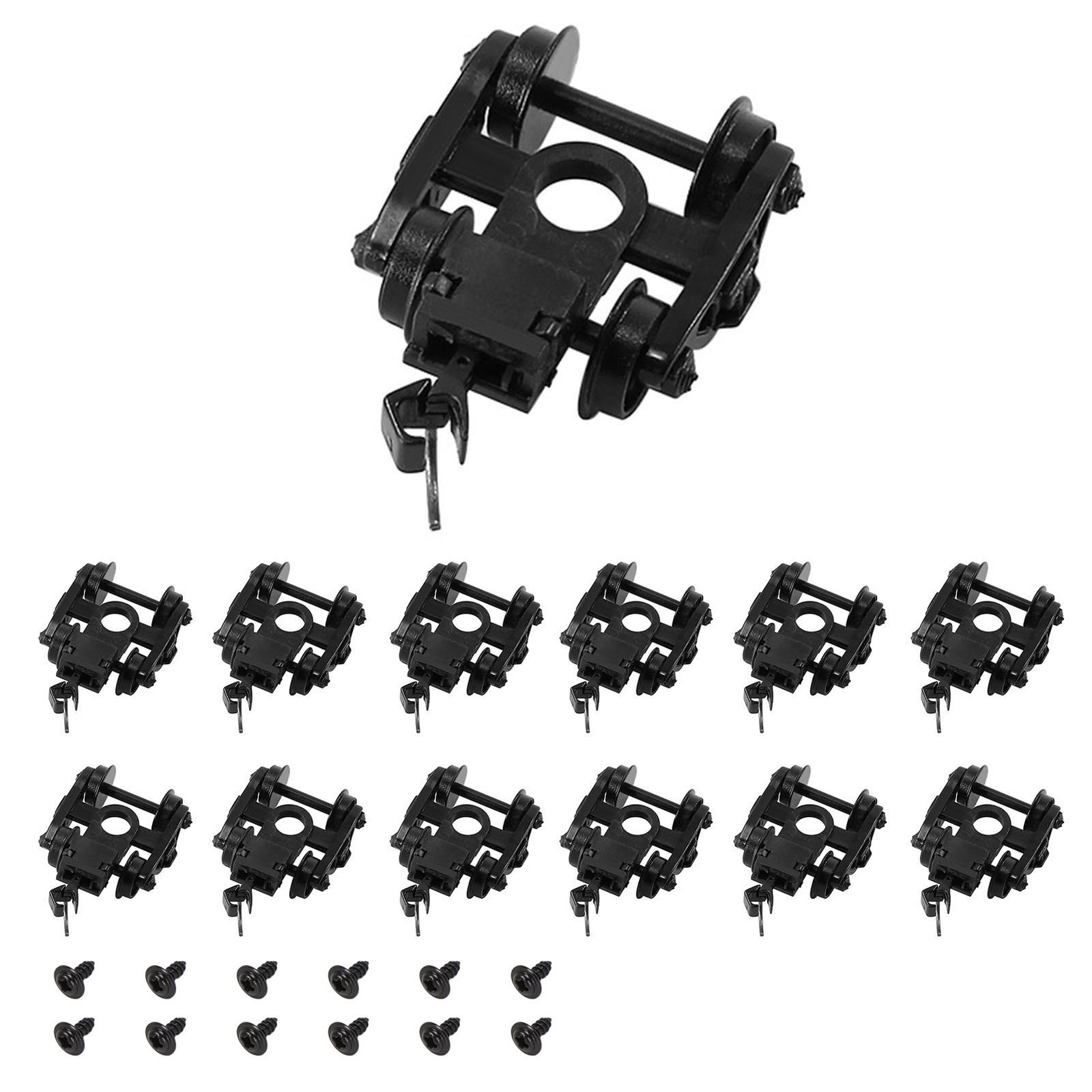 12pcs N Scale 1:160 Roller Bearing Truck Coupler Plastic Wheels Screw