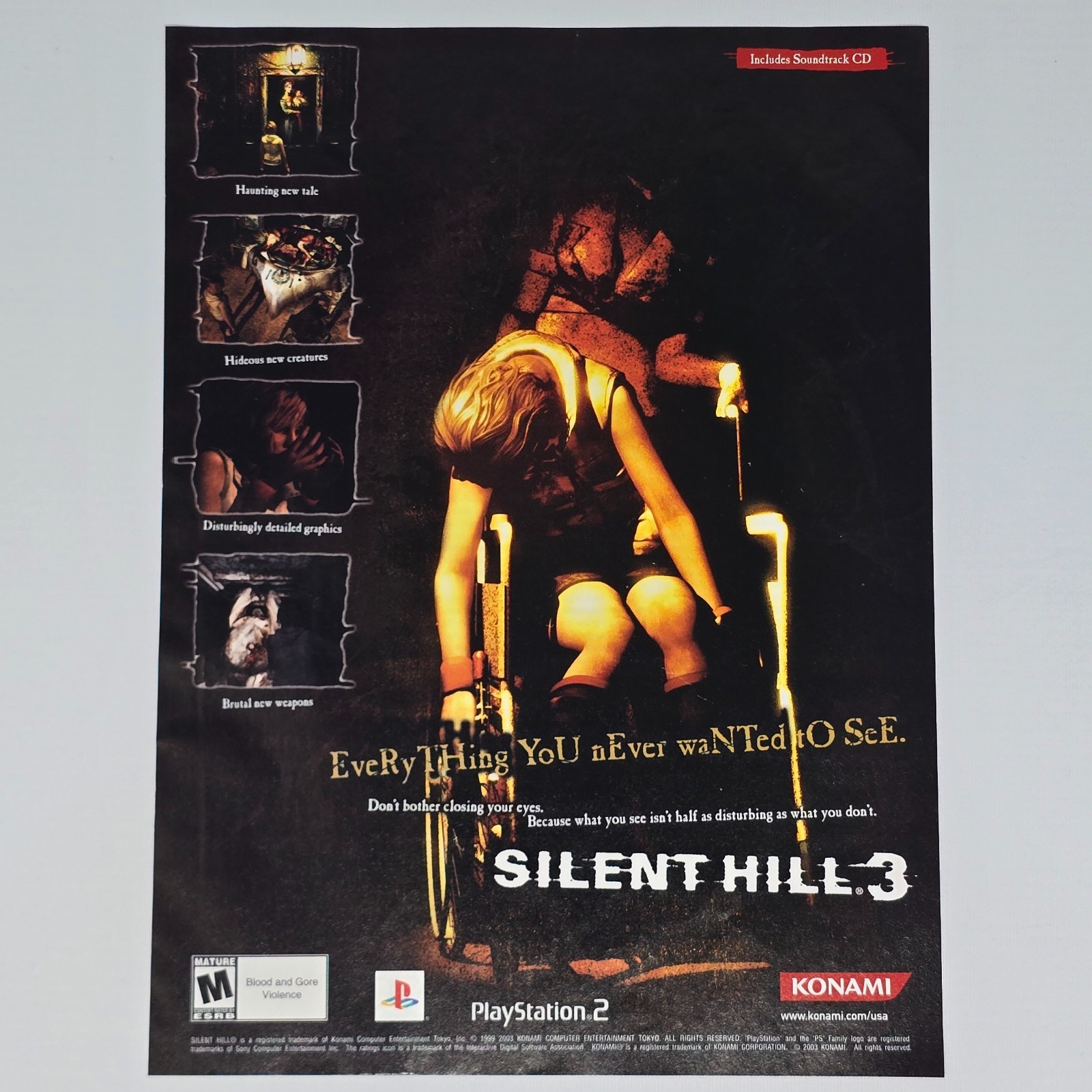 Silent Hill 3 PlayStation 2 PS2 Authentic Magazine Ad