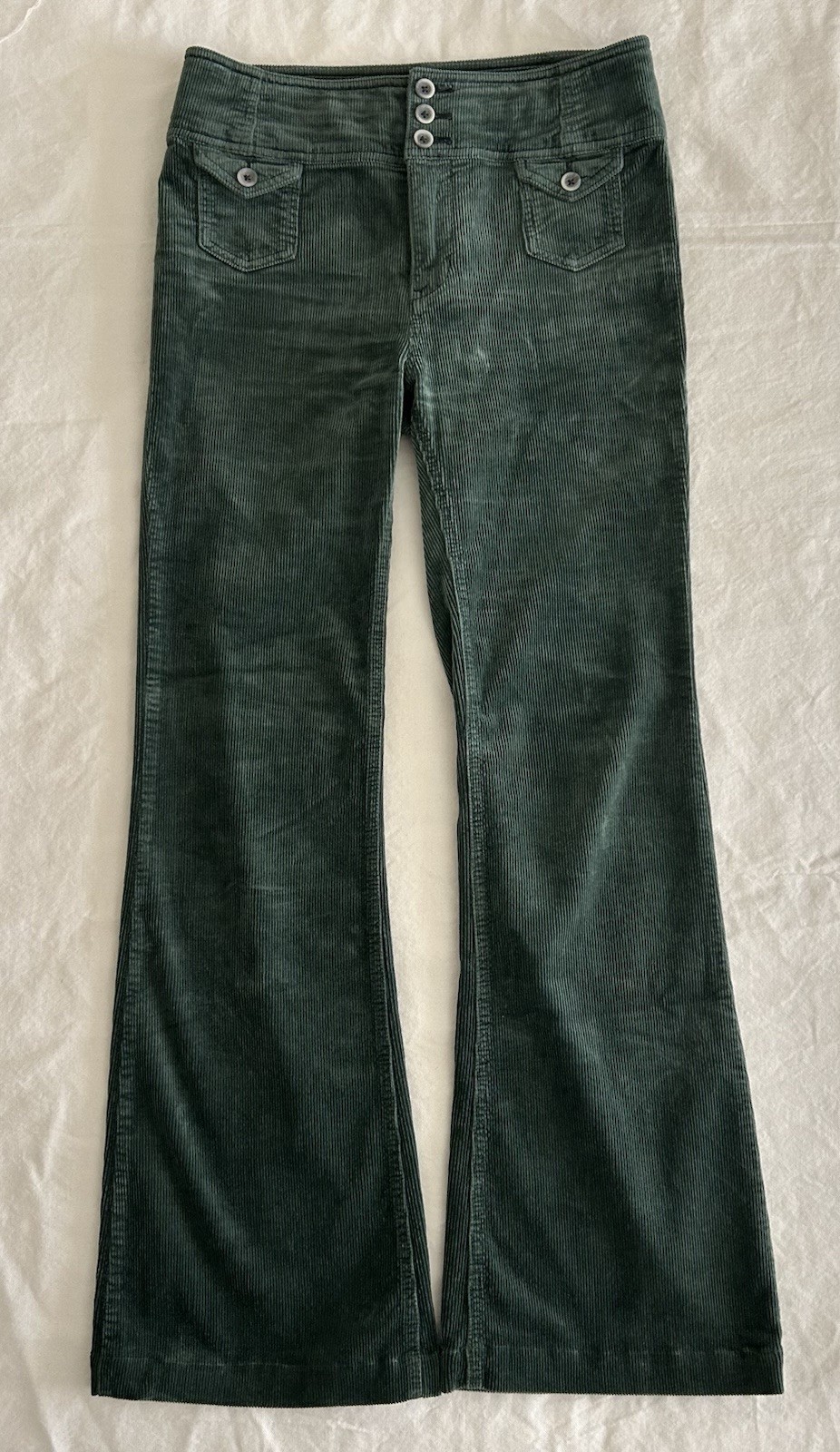 Pilcro + The Letterpress Anthropologie Petite WMS 27 GRN Corduroy High Rise BC
