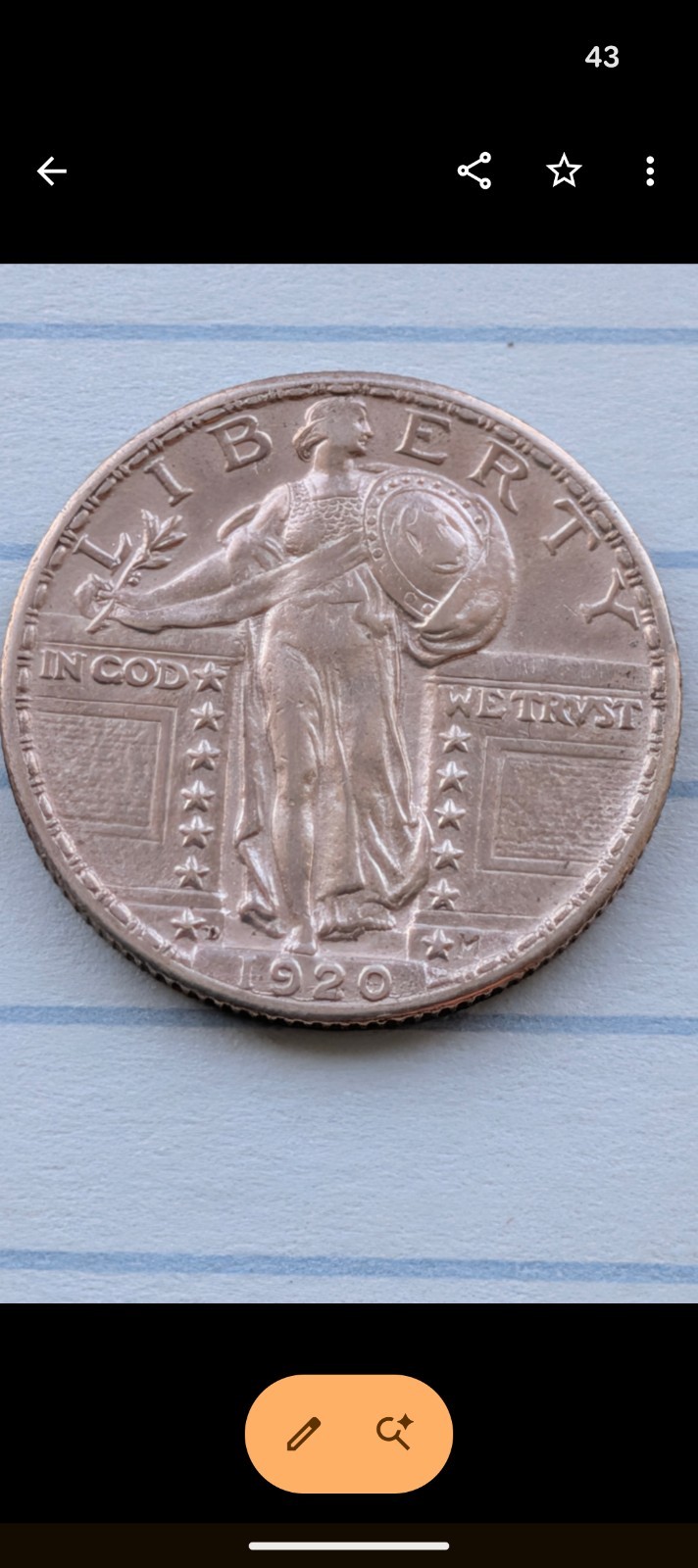 1920-D Standing Liberty Quarter - Beautiful condition, with great detail